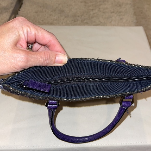 Prada Gray Tweed Tote Bag Grey Purple: VINTAGE - Picture 4 of 11